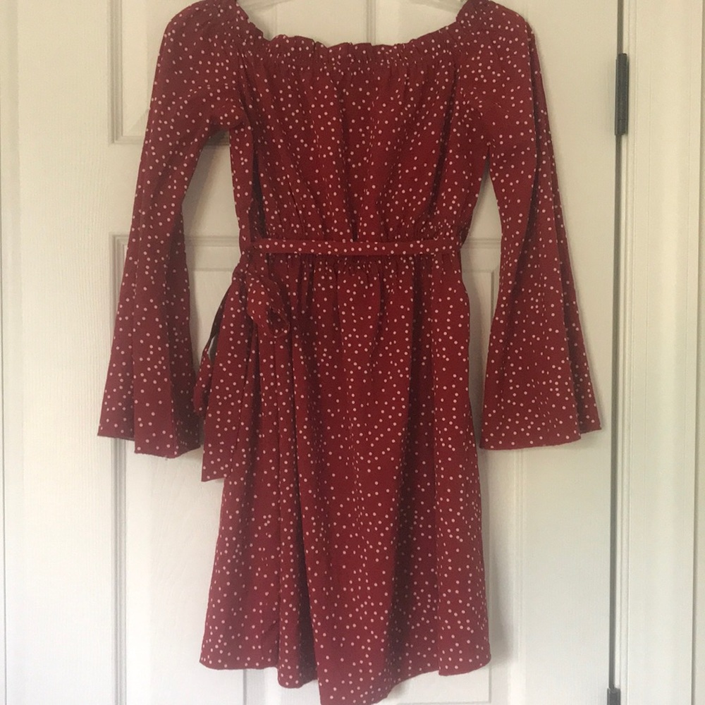 😍SHEIN POLKA DOT BURNT ORANGE/RED DRESS😍